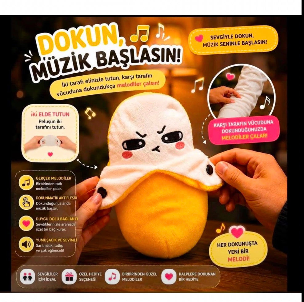 🎵 Dokununca Müzik Çalan İnteraktif Peluş Muz | Sevgili, Çift ve Çocuklar İçin Eğlenceli Hediye