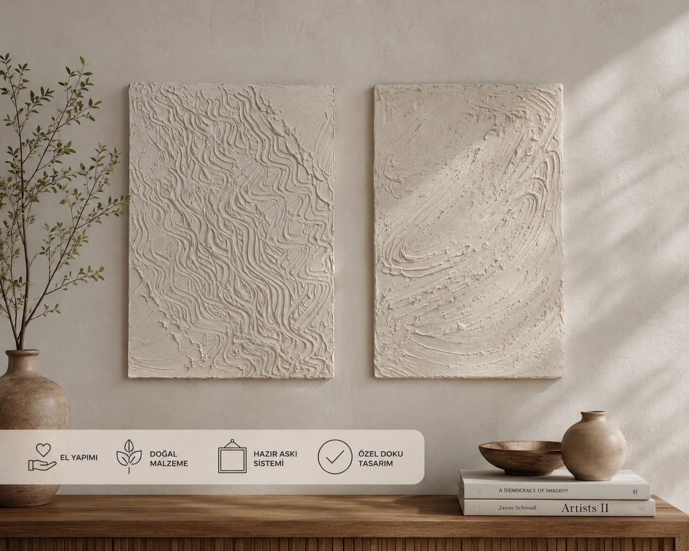 EL YAPIMI DOKULU TABLOMinimalist Texture Art Koleksiyonu 70x100 CM