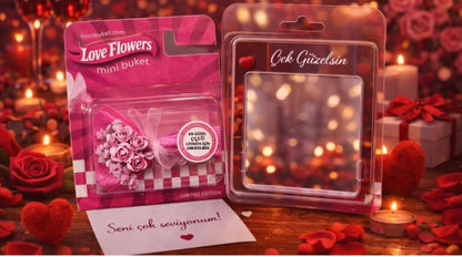 Love Flowers Mini Buket – Aşk Temalı Hediye Seti